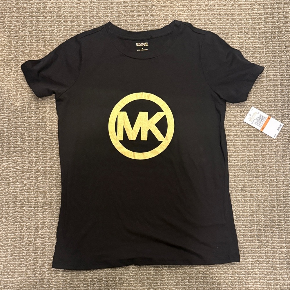 Michael Kors Black Tee with Gold Emblem